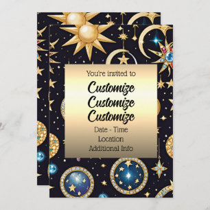 Moon And Stars Celestial   Invitation