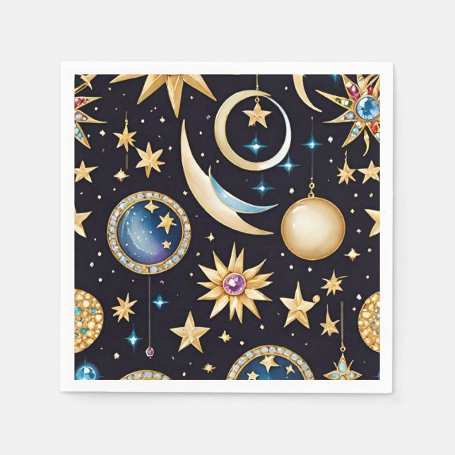 Moon And Stars Celestial   Napkin (Front)