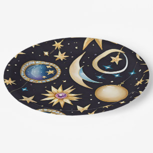 Moon And Stars Celestial   Paper Plate