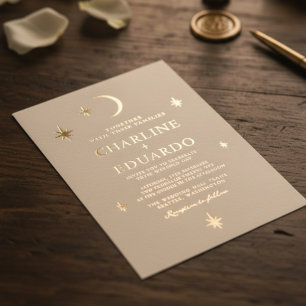 Moon and Stars  Celestial Starsign Golden Wedding