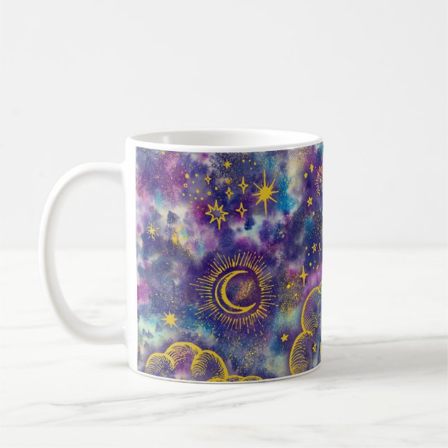 "Moon and Stars" Classic Coffee Mug (Gold-Etc) (Left)