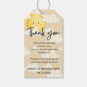 Moon and Stars Cream 1st Birthday Thank You Gift Tags