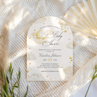 Moon and Stars Dreamy Baby Shower Arch Invitation