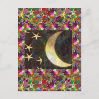 Moon and Stars : Elegant Starry night background Postcard