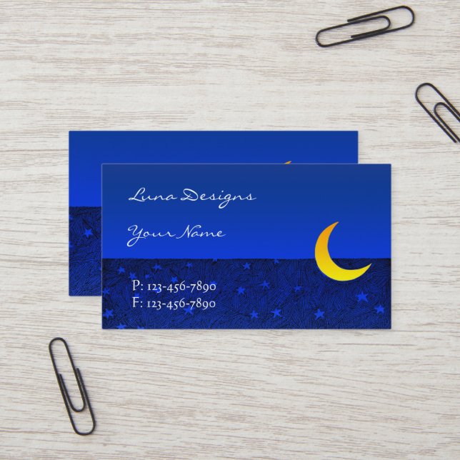 Moon and Stars Etching Business Card (Front/Back In Situ)