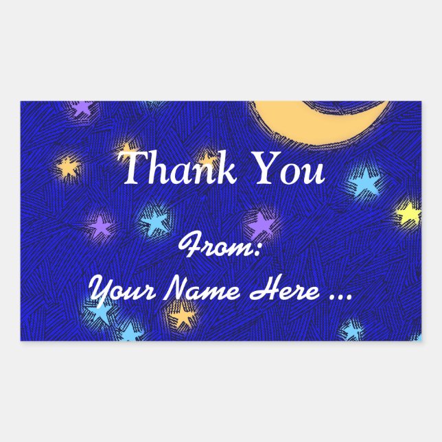 Moon and Stars Etching Custom Thank You Sticker (Front)