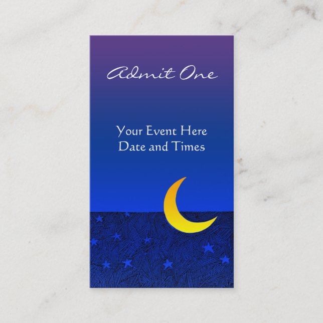 Moon and Stars Event Ticket Business Card (Front)