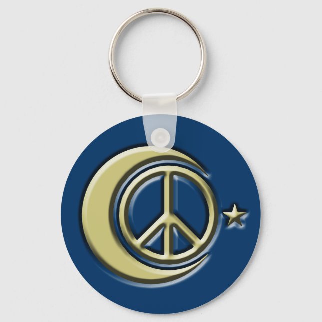 Moon and Stars for Peace Key Ring (Front)