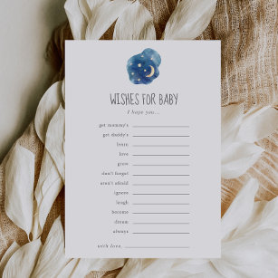 Moon and Stars Gender Neutral Wishes for Baby Advice Card