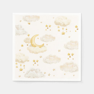 Moon and Stars Gold Dreamy Sky Baby Shower Napkin