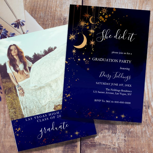 Moon And Stars Graduation Party Invitation (Creator Uploaded)