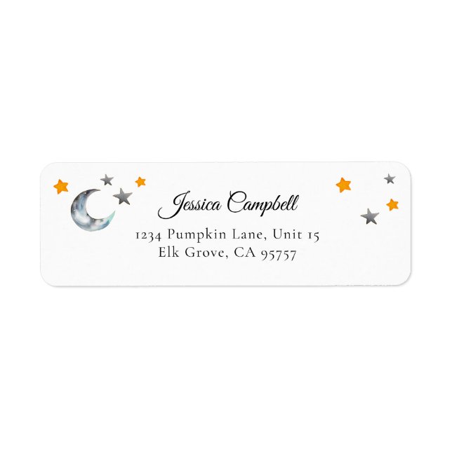 Moon And Stars Halloween Return Address (Front)