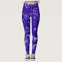 "Moon and Stars" Leggings Tights (WH/BLU/PUR)