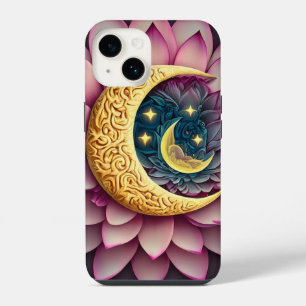 Moon and Stars Lotus Flower Enlightenment Creation iPhone 14 Case
