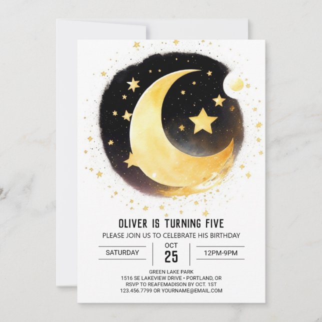 Moon and Stars Magic Birthday Invitation (Front)