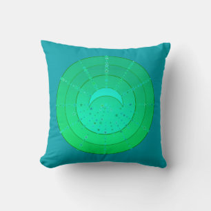 Moon and Stars Mandala - Emerald Green Cushion