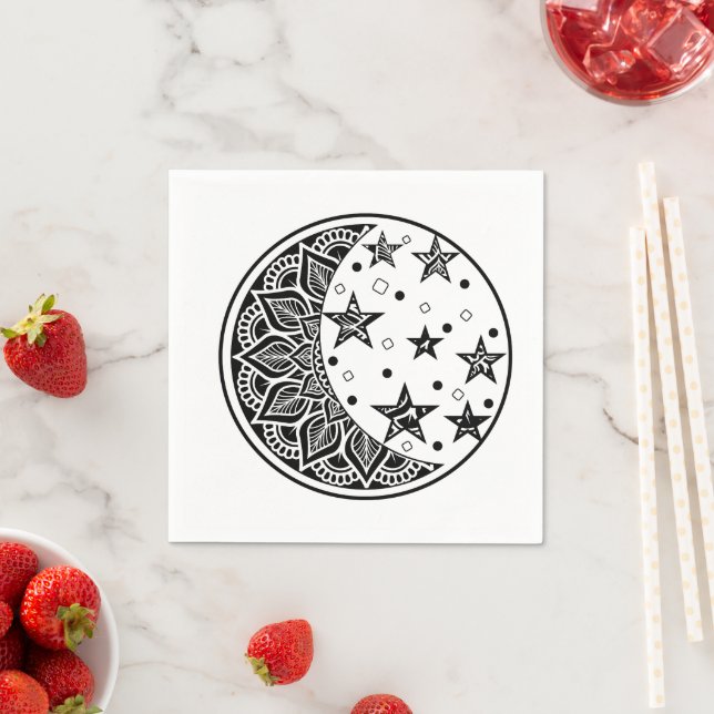 Moon and Stars Mandala Napkin (Insitu)