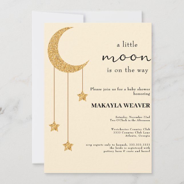 Moon and Stars Matte Pinks Script Baby Shower Invitation (Front)