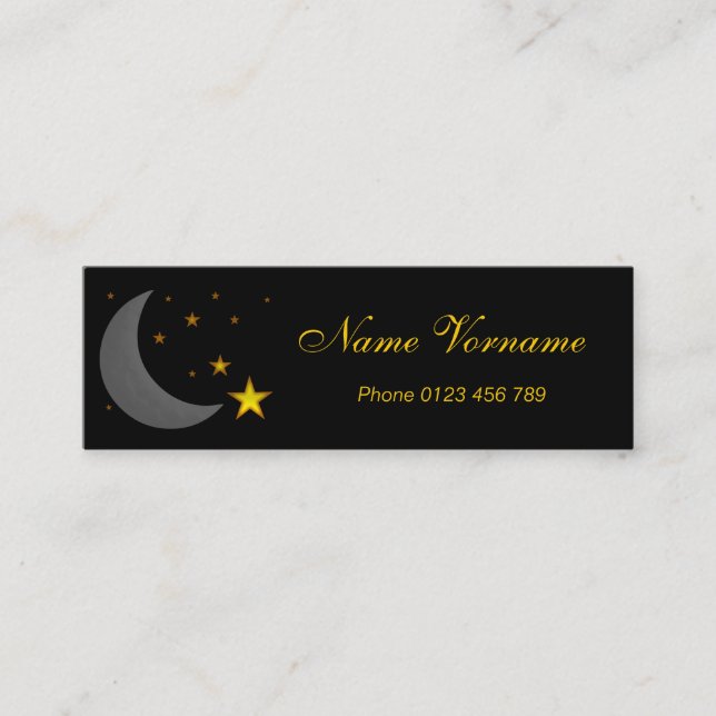 Moon and Stars Mini Business Card (Front)
