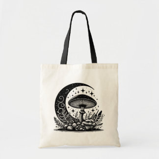 Moon and Stars Mushroom Tote Bag