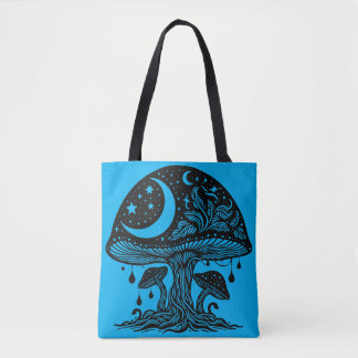 Moon and Stars Mushroom Tote Bag