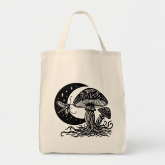 Moon and Stars Mushroom Tote Bag