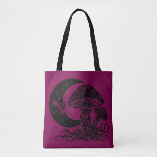 Moon and Stars Mushroom Tote Bag