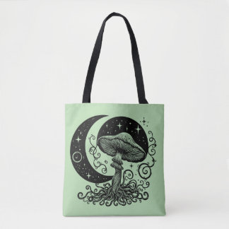 Moon and Stars Mushroom Tote Bag