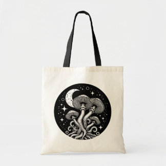 Moon and Stars Mushroom Tote Bag