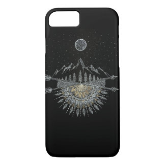 Moon and Stars Night Sky Mountain Range Mandala Case-Mate iPhone Case