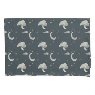 moon and stars night sky pillow case