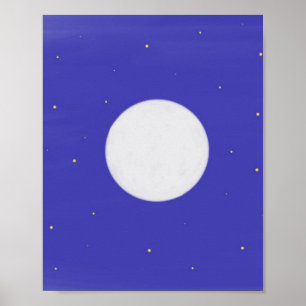 moon and stars painting art poster