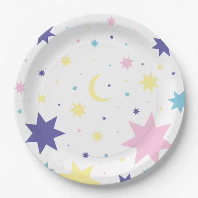 Moon and stars. paper plate (Front)