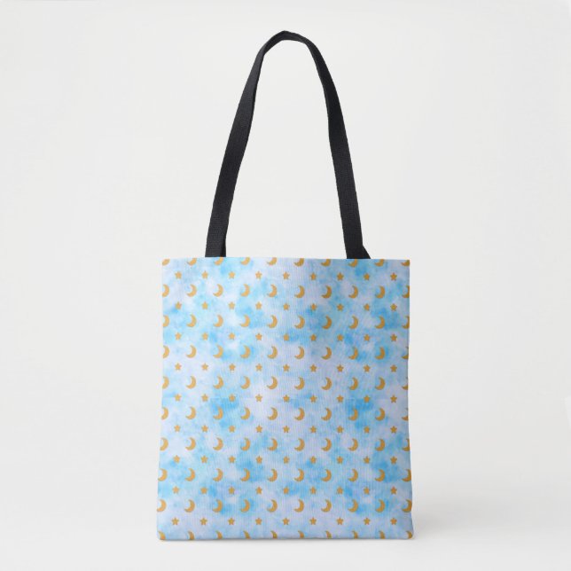 Moon and Stars Pattern Tote Bag (Front)