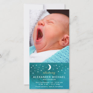Moon and Stars Photo Baby Announcement