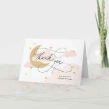Moon and Stars Pink Script Baby Shower