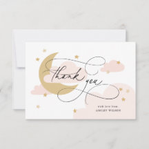 Moon and Stars Pink Script Baby Shower