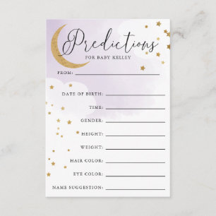 Moon and Stars Purple Baby Shower Prediction Card