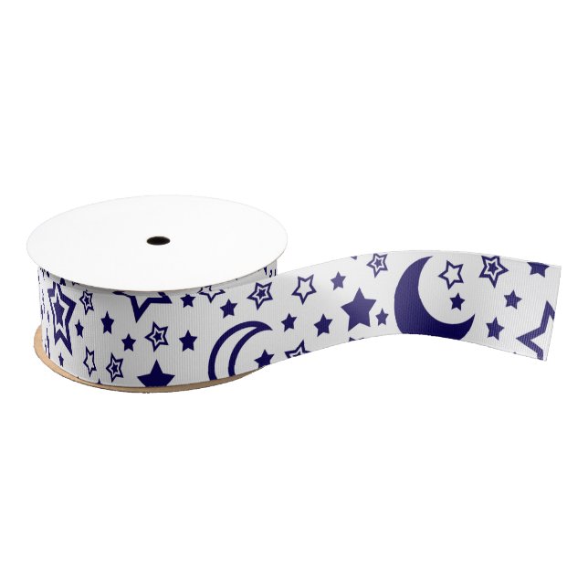 Moon and Stars Ribbon Grosgrain Ribbon (Spool)