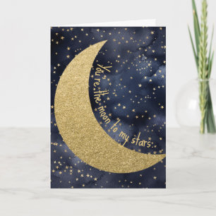 Moon and Stars Romantic Love Holiday Card