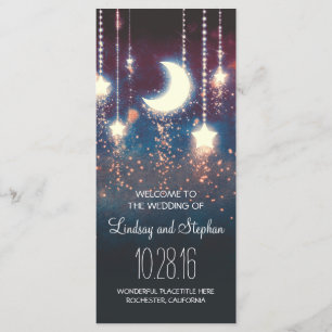 moon and stars rustic wedding program programme