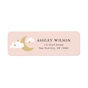 Moon and Stars Script Modern Minimal Gold and Pink