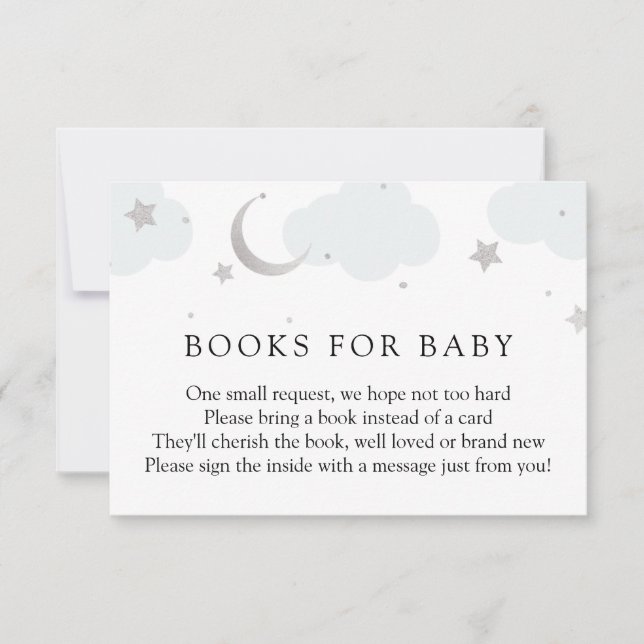 Moon and Stars Silver Books for Baby insert card (Front)