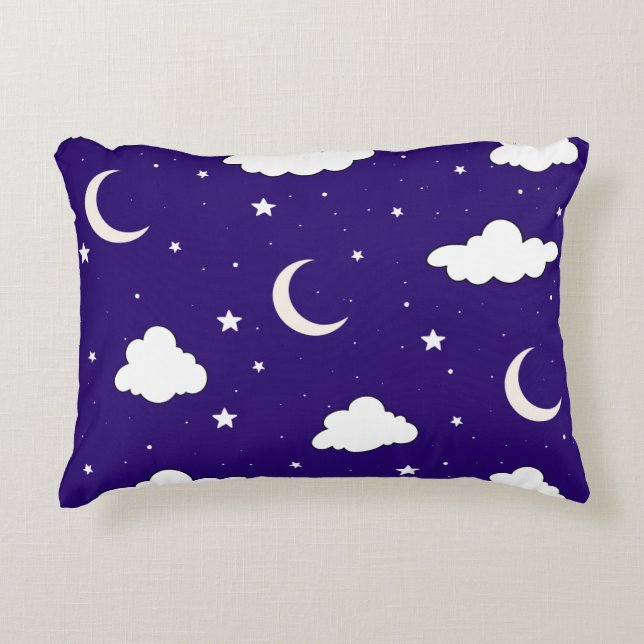 Moon and Stars Sky Night Accent Pillow (Front)