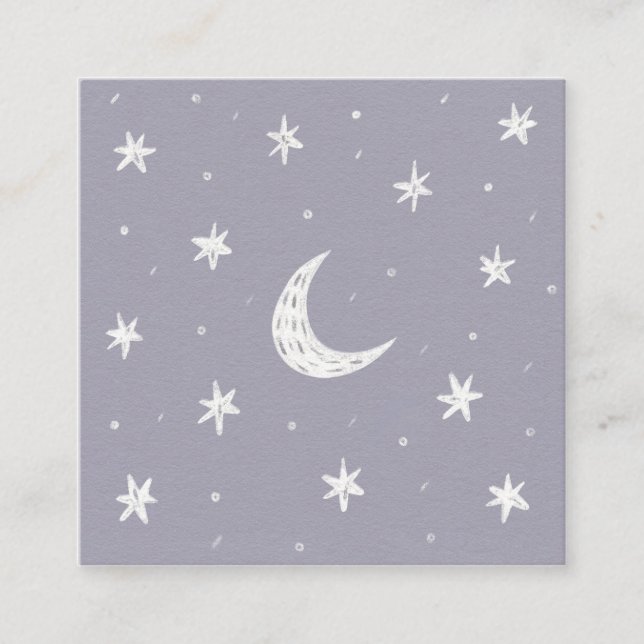 Moon and Stars Square Business Card (Front)
