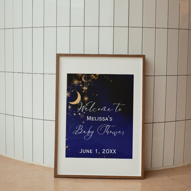 Moon and stars welcome baby shower poster  (Creator Uploaded)