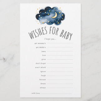 Moon and Stars Wishes for Baby Shower Advice Card