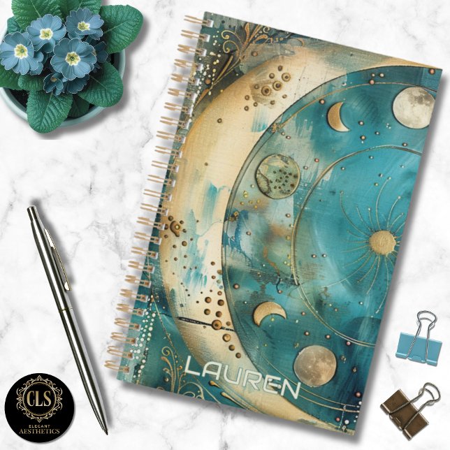 Moon and Sun Celestial Clean Name Planner (Daily Planner – Personalized Magical Celestial)