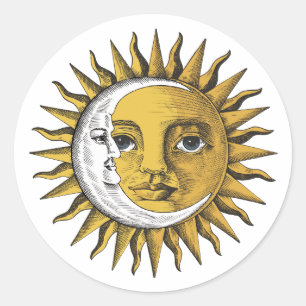 Moon and Sun Classic Round Sticker