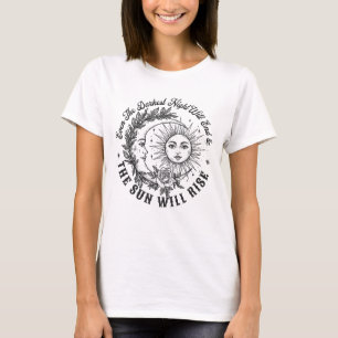 Moon and Sun Face Line Art T-Shirt – Celestial Ske